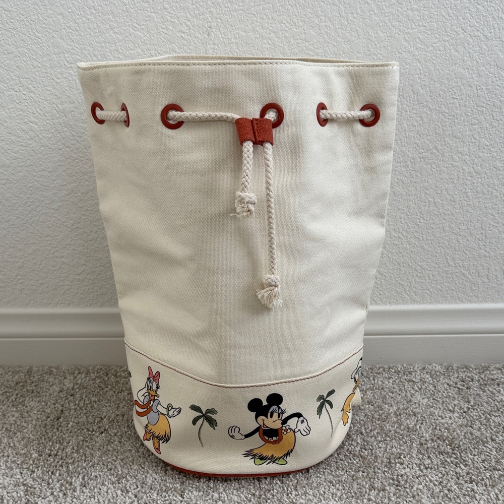 Zara Home x Disney Canvas Drawstring Bucket Bag with Disney Hula Characters - Picture 2 of 14